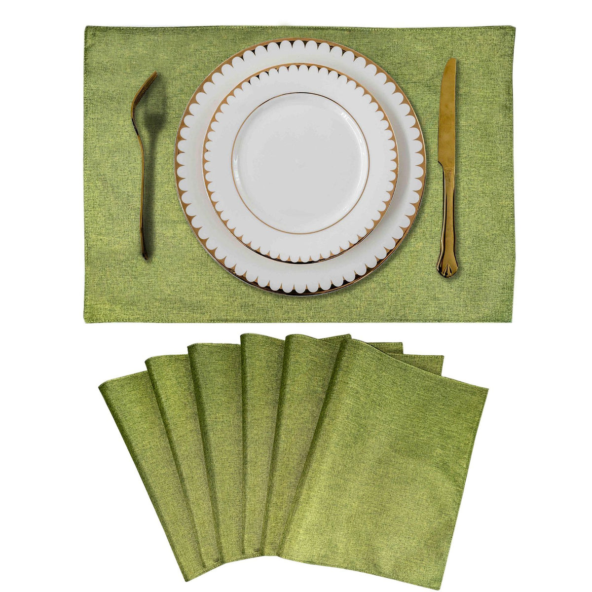 Solid Color Double-Layer Linen Placemat Heat-Insulating Non-Slip 33x48cm