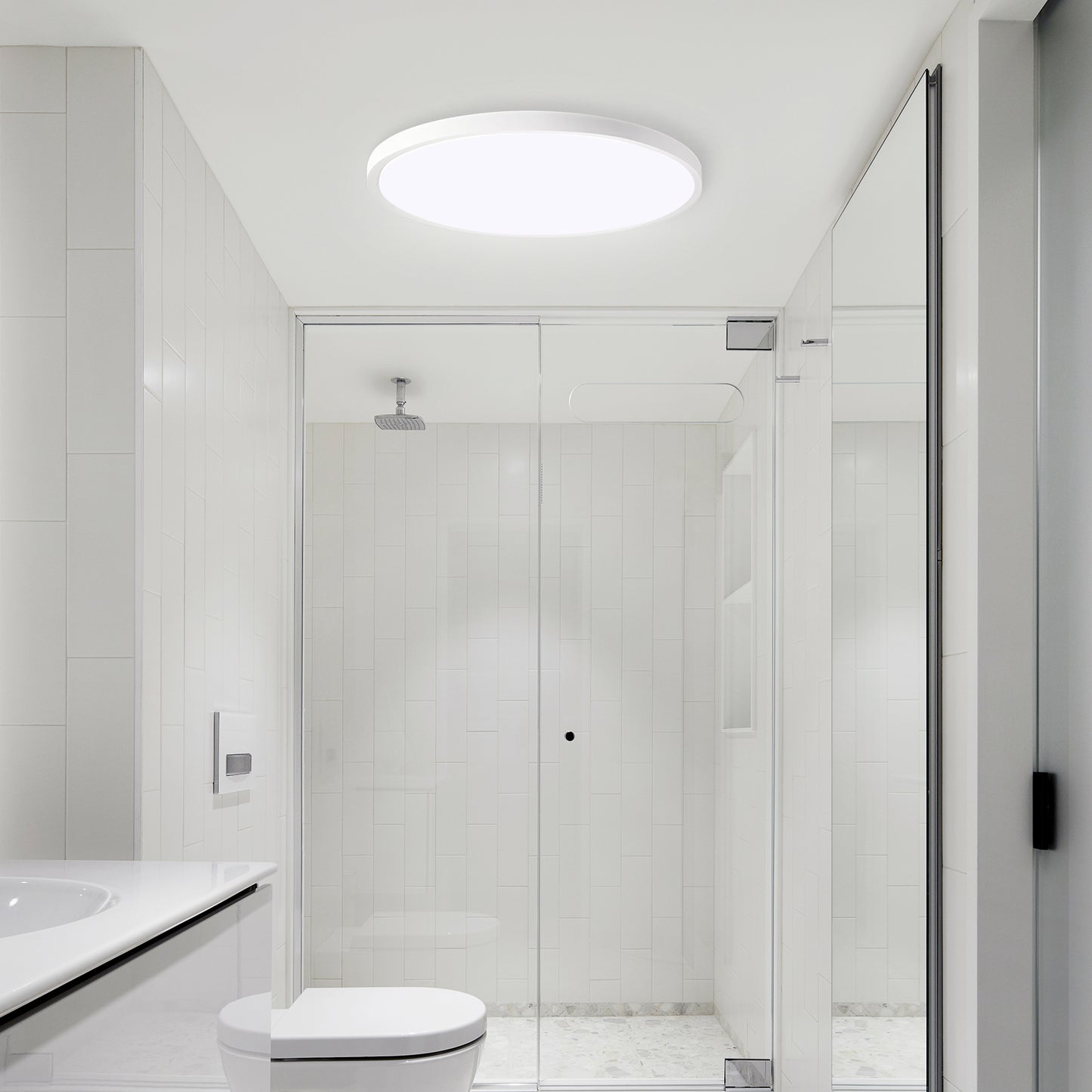 11.8 Inch White Ultra-Thin Ceiling Light - 6500K LED Flush Mount Fixture for Bedroom & Bathroom