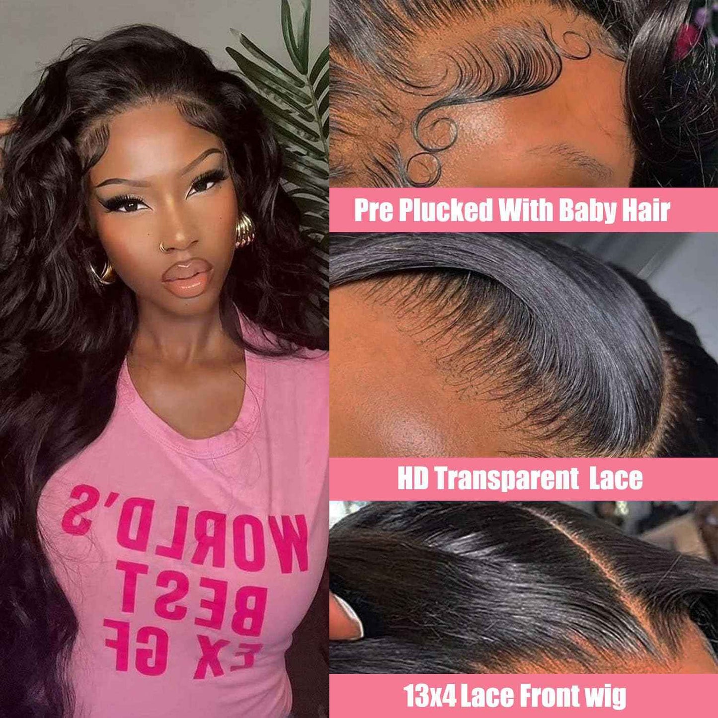 Holiden Body Wave Lace Front Wigs Human Hair Pre Plucked 100% Real Human Hair Wig 250 Density 13x5 HD Transparent Lace Frontal Wigs 28 inch for Black Women