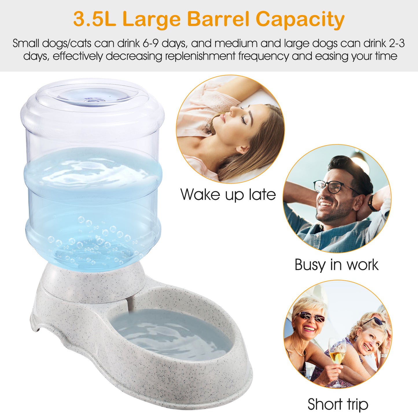 3.5L Pet Water Dispenser Self-Dispensing Gravity Feeder for Cats & Dogs