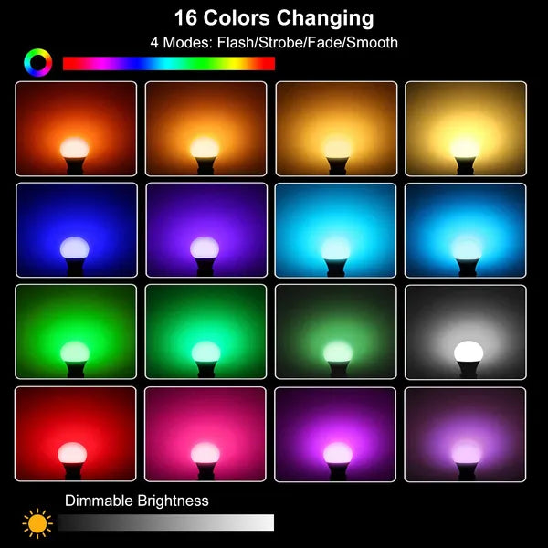 16-Color Dimmable E27 RGB LED Bulb with Remote Control - Mood Lighting