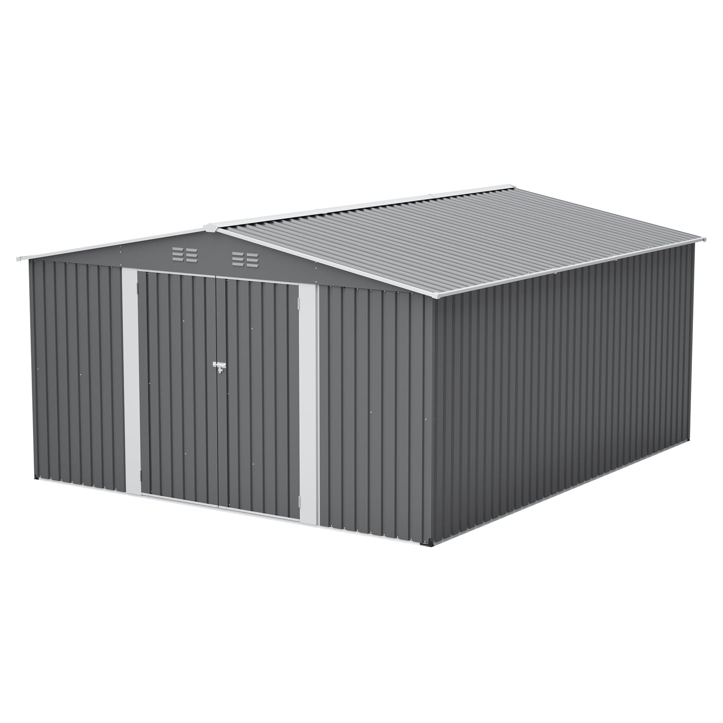 12x14 ft Outdoor Metal Storage Shed - Waterproof Garden Tool Shed