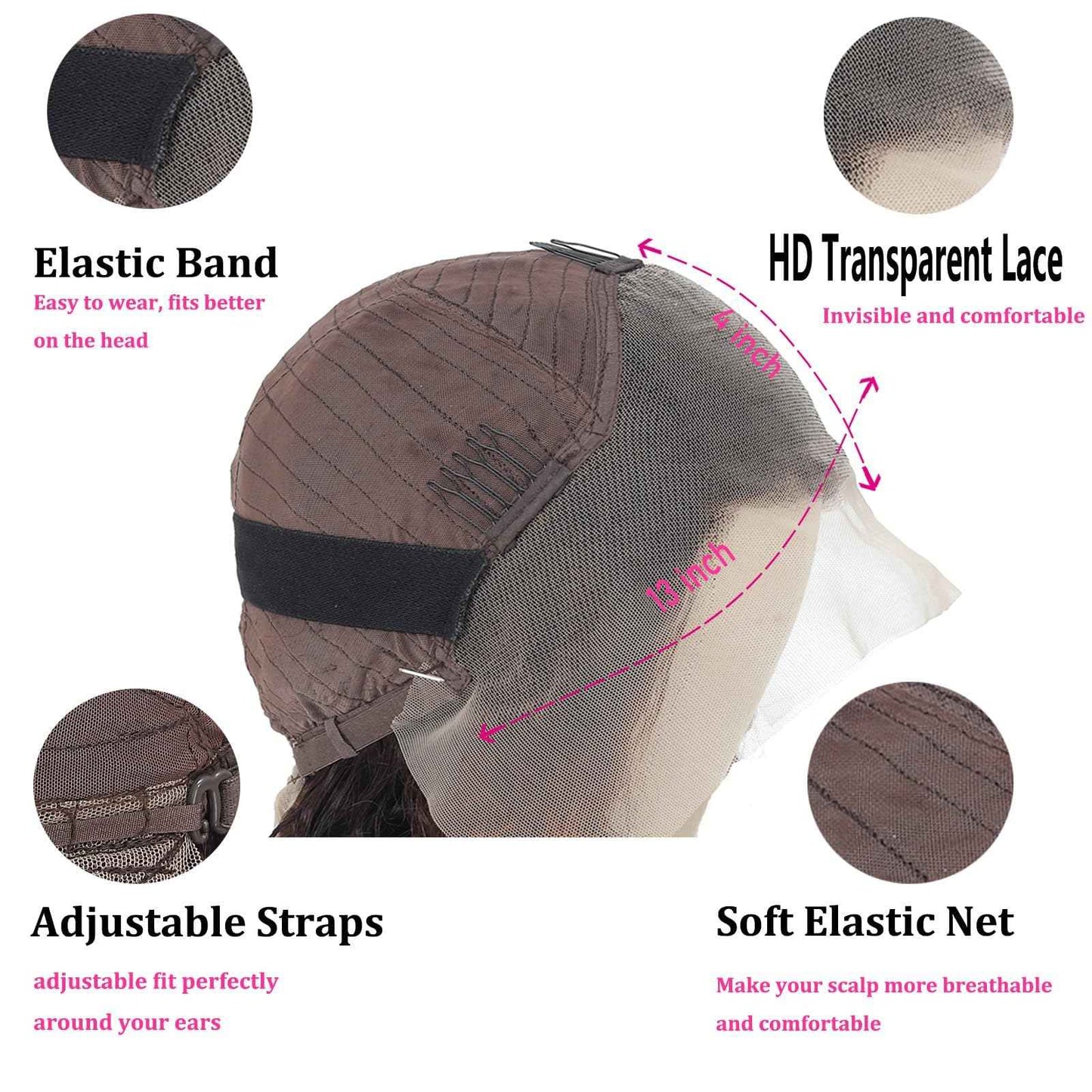 13x4 Deep Wave Lace Front Wigs Human Hair 200 Density Deep Curly Wig HD Transparent Wet and Wavy Lace Frontal Wig for Women with Baby Hair Natural Black 20 Inch