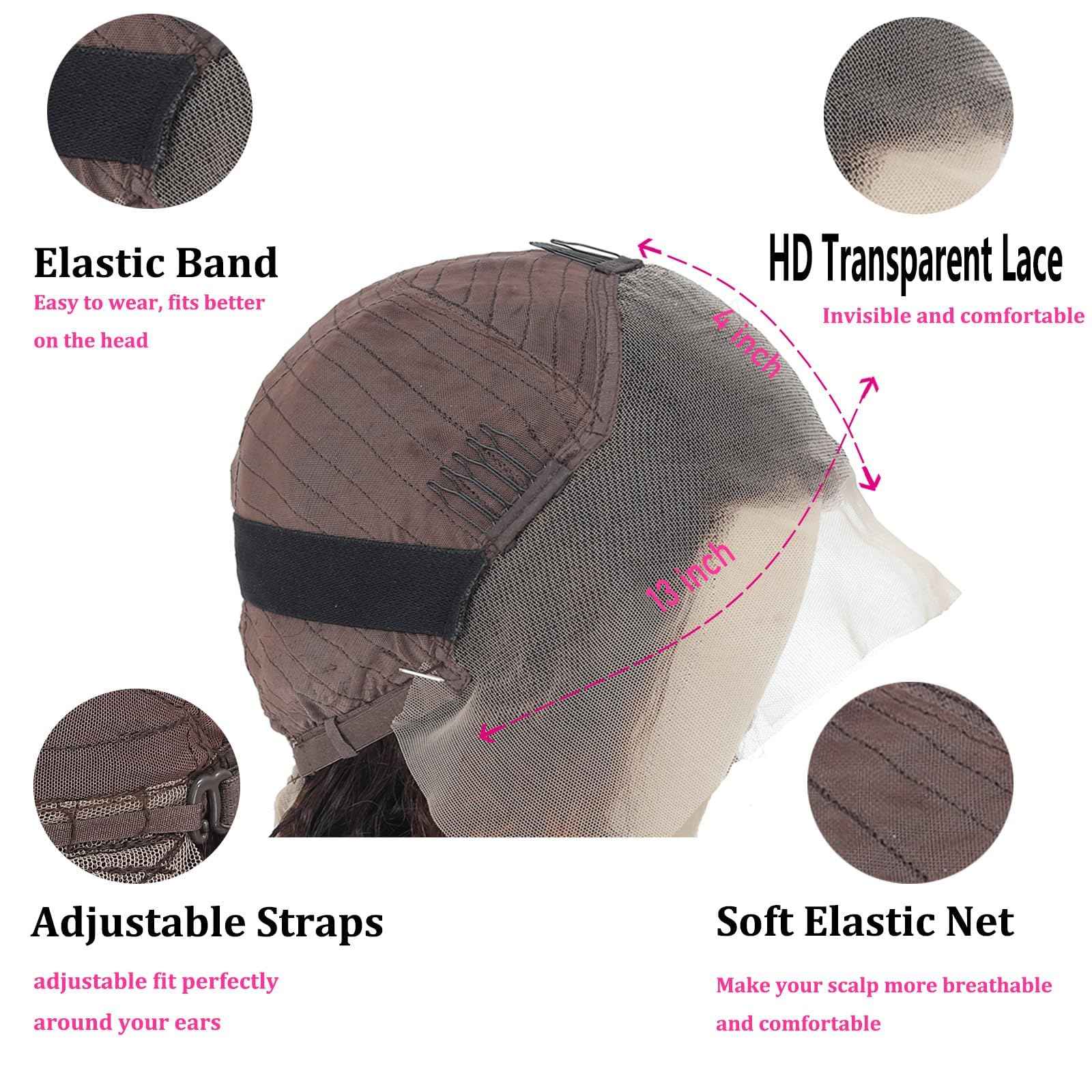 13x4 Deep Wave Lace Front Wigs Human Hair 200 Density Deep Curly Wig HD Transparent Wet and Wavy Lace Frontal Wig for Women with Baby Hair Natural Black 20 Inch