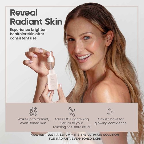 IKI Skincare - KIDO Brightening Serum - Reduces Dark Spots, Evens Skin Tone, Hydrates Deeply, Non-Irritating Formula, Kojic Acid, Alpha Arbutin, Retinol Serum for Face, Centella Asiatica, & Vitamin E