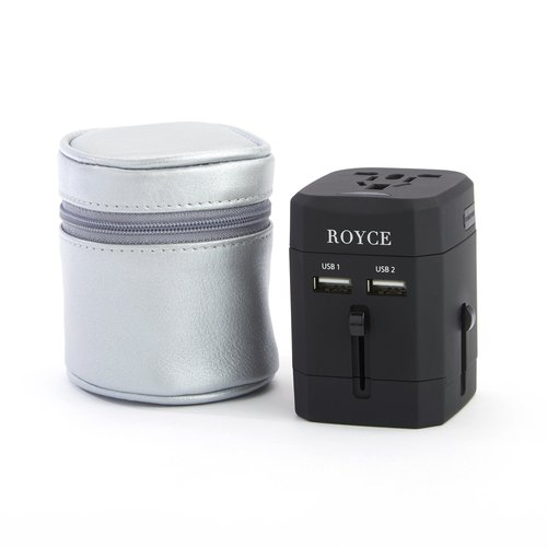 Royce Leather International Travel Adapter Case (Silver)