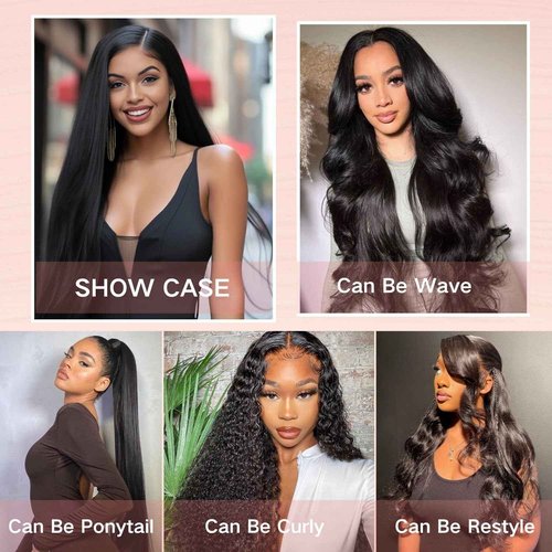 Aliprincess 12A Human Hair Bundles 16 18 20 22 4 Straight Bundles 100% Unprocessed Brazilian Virgin Hair Deals Human Hair Extensions Quick Weave Natural Black for Women