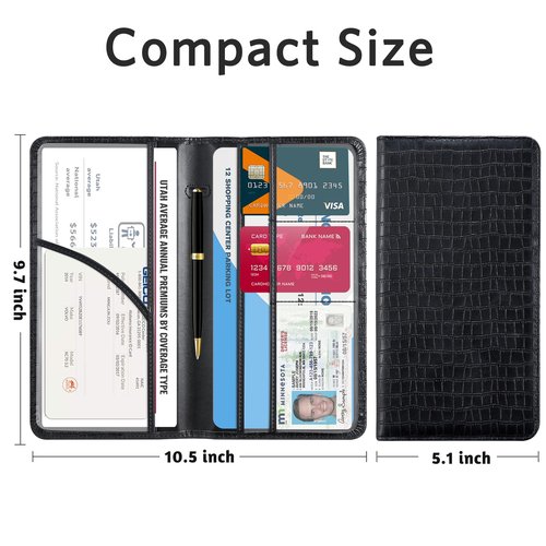 CoBak Car Registration and Insurance Holder - Vehicle Glove Box Car Organizer,Auto Truck Comparment Accessories Case with Magnetic Closure for Driver License,Cards