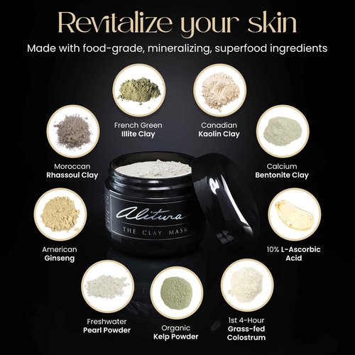 Alitura Clay Face Mask – Exfoliating, Hydrating & Anti-Aging Facial Mask with Vitamin C & Pearl Powder – Pore Cleansing Face Mask for Acne, Blackheads & Glowing Skin – 7.1 oz
