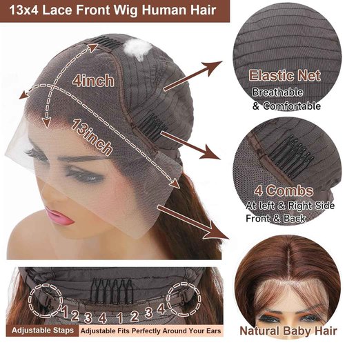 ediere Chocolate Brown Lace Front Wig 200 Density Brown Body Wave 13x4 HD Lace Front Wigs Human Hair Pre Plucked with Baby Hair Brown wig Colored 4# Frontal Human Wig for Women (18 Inch)