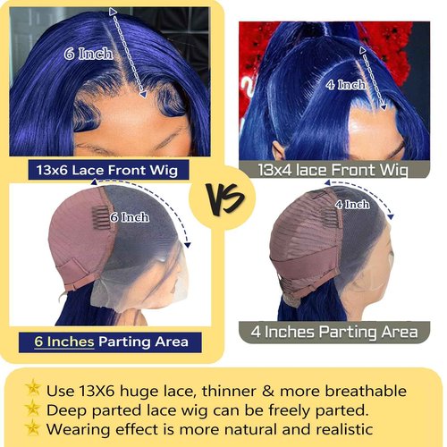 ELFSECRET Blue Lace Front Wigs Human Hair 13x6 Hd Transparent Lace Body Wave Dark Blue Wigs Human Hair 180% Density Wear And Go Glueless Wig Human Hair Pre Plucked For Black Women 26 Inch