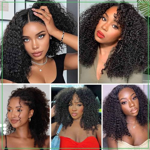 FYKD 250% Density Half Wig Human Hair Glueless 3 in 1 With Drawstring Seamless Clip in Flip Over Kinky Curly 100% Real Human Hair No Synthetic Blend No Tangle No Shedding 18 Inch Triple Lifespan 3X