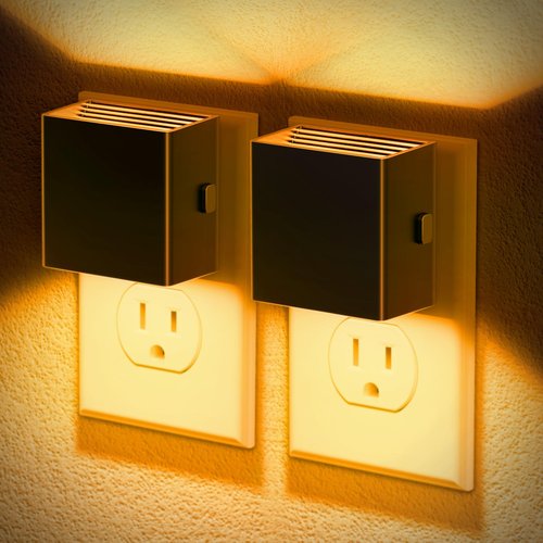 JandCase Night Light, Automatic Night Lights Plug into Wall, 2 Pack Modern Night Lights with Auto Light Sensor, Amber Brightness Adjustable Nightlight for Kids Bathroom Hallway Kitchen Bedroom Decor