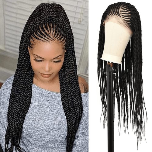 Beauart Brinbea 13X6 Lace Front Braided Wigs Black Box Braid Wig with Baby Hair Lace Frontal Cornrow Braided Wigs Premium Synthetic Braid Hair Wigs for Women 30 inch