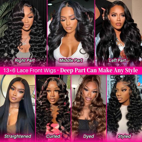Stylifo 30 Inch 13x6 Lace Front Wigs Human Hair Body Wave Wig HD Lace Frontal Glueless Wigs Human Hair Pre Plucked with Baby Hair 180 Density Natural Black