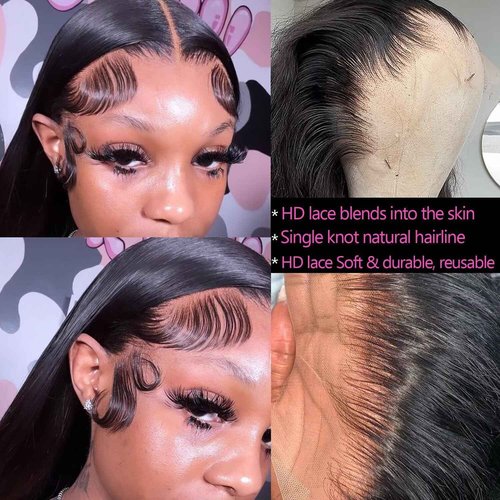 Lemoda 13x6 Straight HD Lace Front Wigs Human Hair Outlet Deal 13x6 Straight Lace Front Wigs 200% Density 18 inch Black Wig Virgin 15A Straight Human Hair Wig For Black Women Natural Color