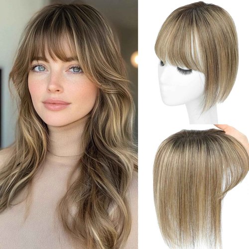 Black and Pretty Hair Toppers for Women Real Human Hair Toppers with Bangs Hairpieces for Women with Thinning Hair 360° Cover Pieces 3 * 4.5 Swiss Base Hairpieces 10Inch (4T427)