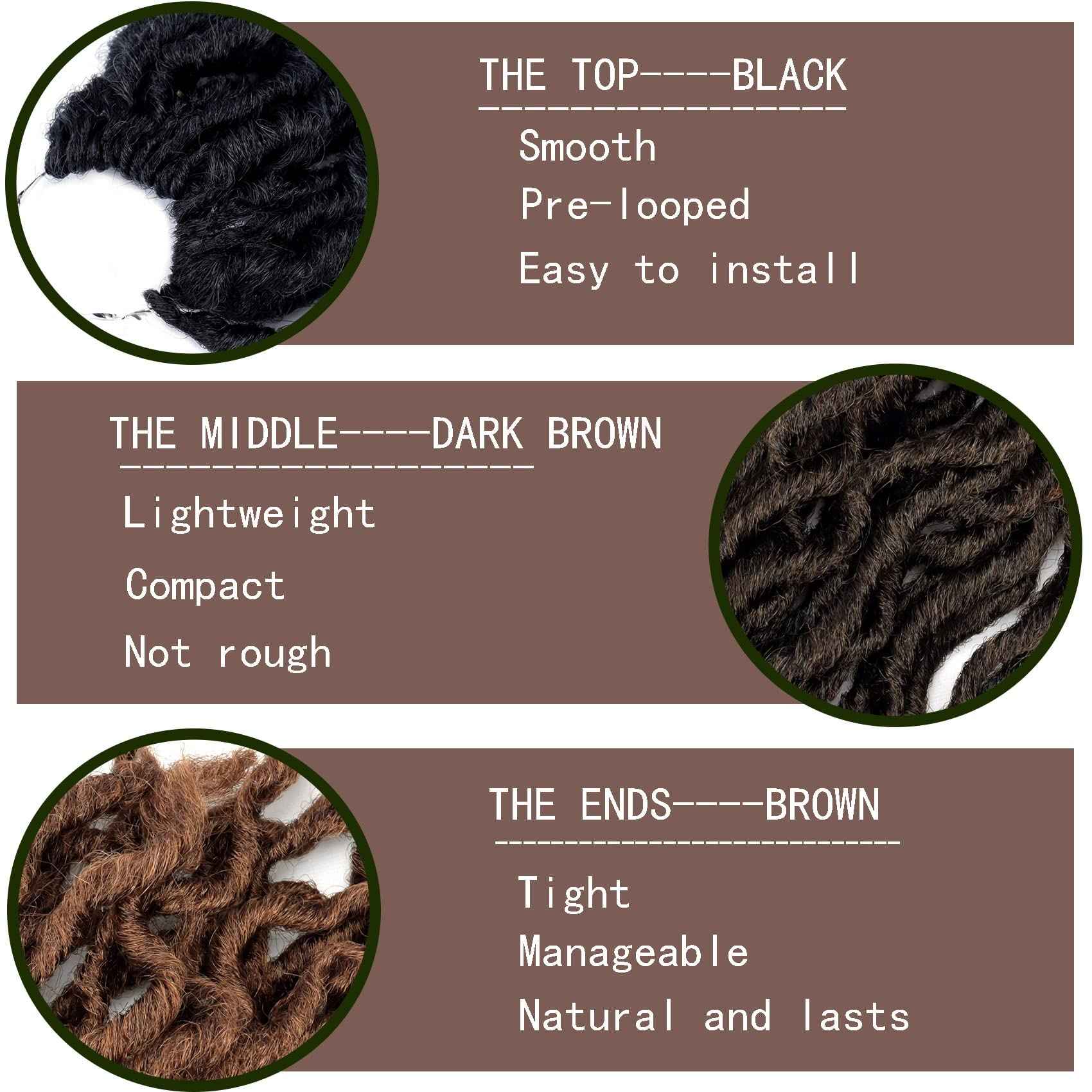 24 Inch Goddess Faux locs Crochet Hair 6 Packs/Lot Soft Gypsy Locs Wavy Crochet Braids Dreadlocks 3 Tone Curly Wavy Twist Braiding Hair Extensions African Roots Braid（1B/4/30)