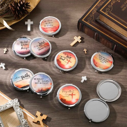 RattanView 36 Pcs Christian Compact Mirrors Gifts for Women Bulk Religious Pocket Mirror with Bible Verse Inspirational Scripture Quote Church Gifts for Ladies Church Congregation Group Party Favors