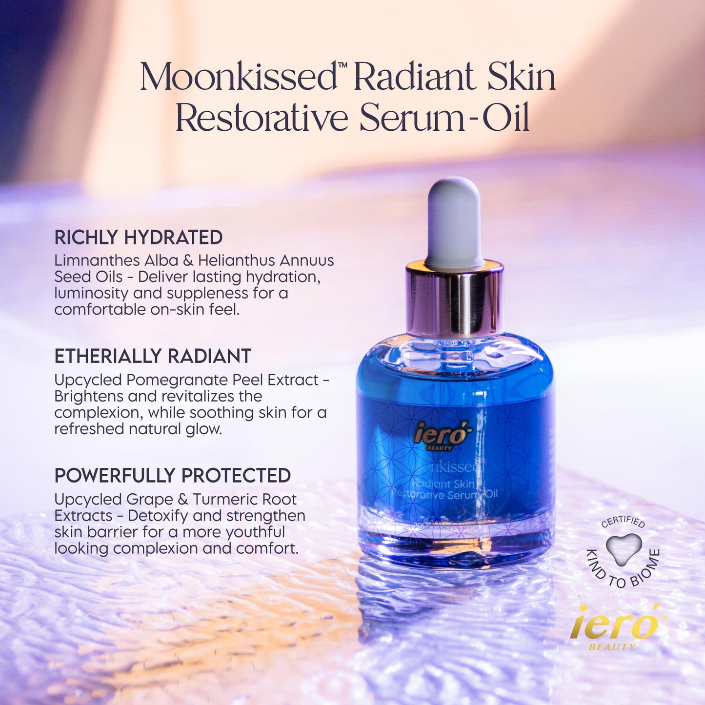 ieró Beauty Moonkissed Radiant Skincare Restorative Serum Oil | Face Moisturizer | Hydrating Face Oil Treatment | Anti Aging | Restore Suppleness | All Skin Types | 1 FL OZ/30ML | Made in Italy