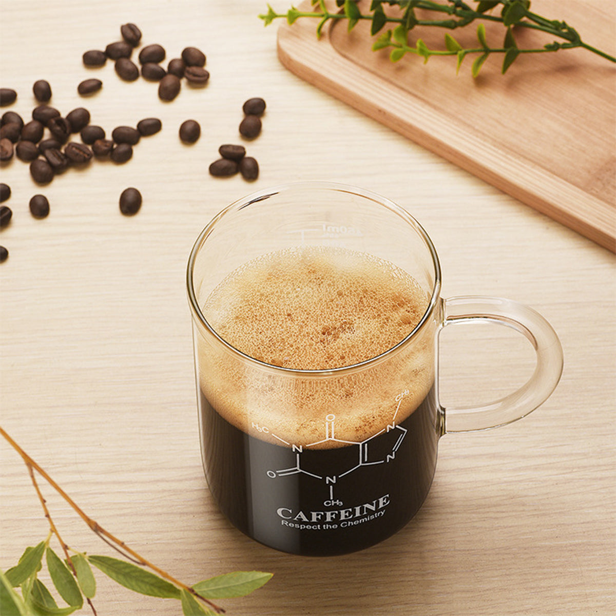 High Borosilicate Glass Coffee Cup with Scale - 1 PCS