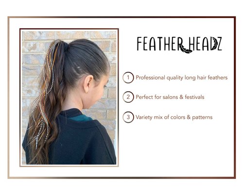 50 Natural Color Hair Extensions – 9”–14” Long – DIY Rooster Kit with 50 Micro-Link Beads – 100% Real Feathers – Eye-Catching Boho Style