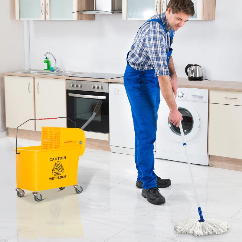 21 Quart Mop Bucket with Wringer on Wheels - Yellow