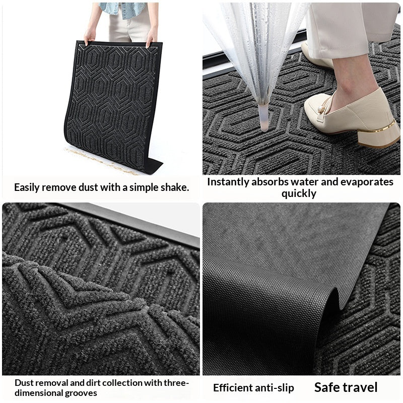 Nordic Minimalist Rubber Entryway Doormat Rug - Rectangular, Machine-Made, 80x120cm