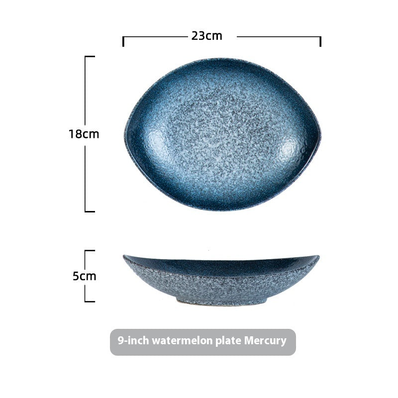 Oval Ceramic Salad Plate - Irregular Shape, 9 & 10 Inch Options, Multiple Colors