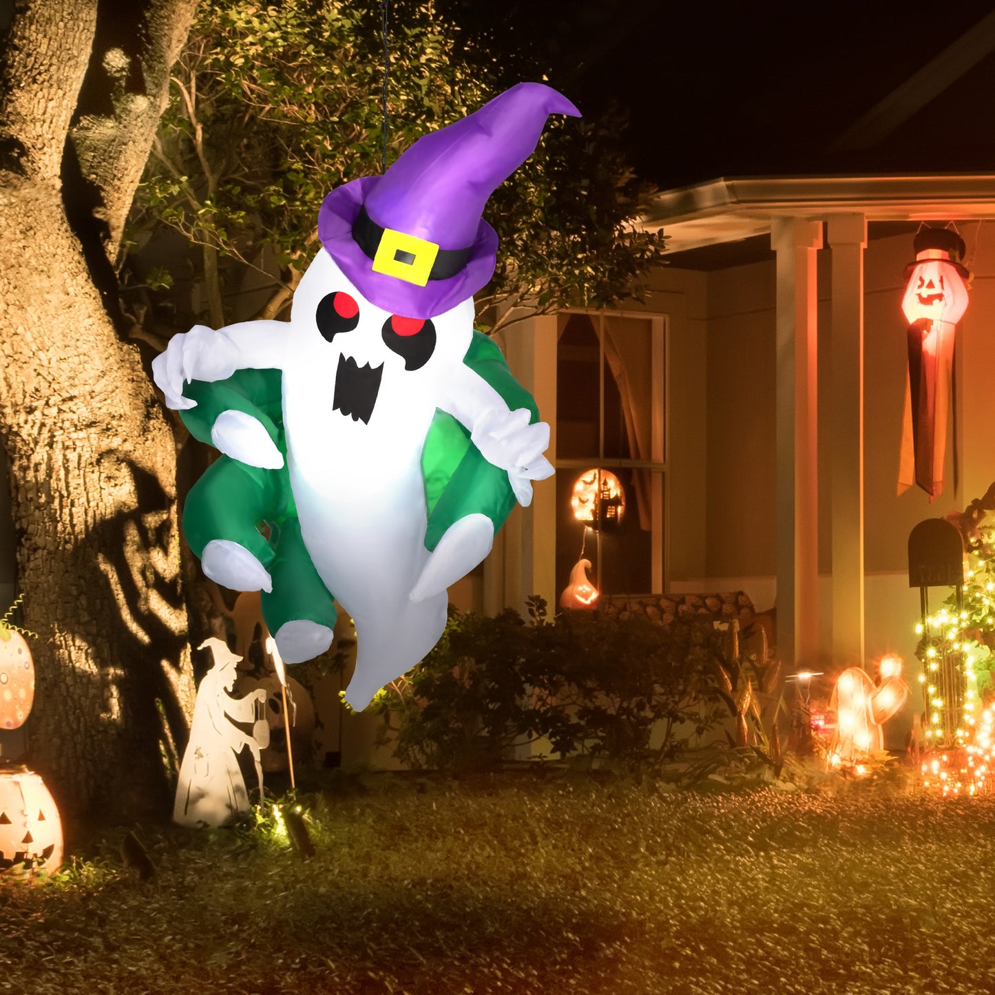 Inflatable Halloween Ghost with LED Lights - 25.6"