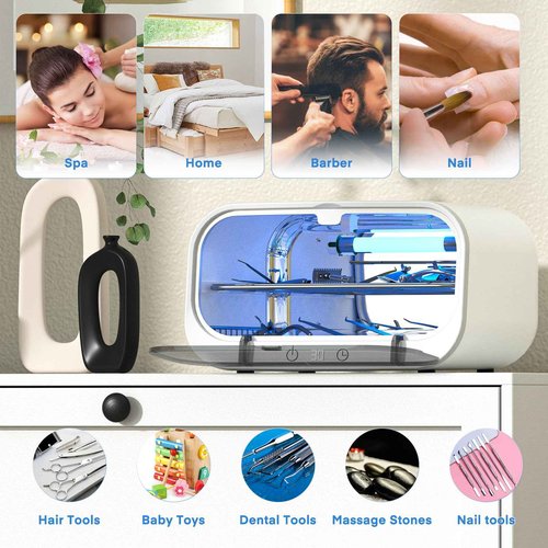 Yofuly Sterilizer for Esthetician, 12L Double-layer Large Sterilizer for Nail Tools, Multi-Functional Nail Cleaner Box, Large Capacity Cleaning Cabinet for Home Use, Barbers, Beauty Salons, and Spas