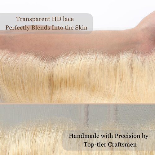 13x4 Lace Frontal Closure Body Wave Ear to Ear Transparent HD Lace Frontal Brazilian Virgin Human Hair Frontal Pre Plucked With Baby Hair 613 Blonde 16 Inch