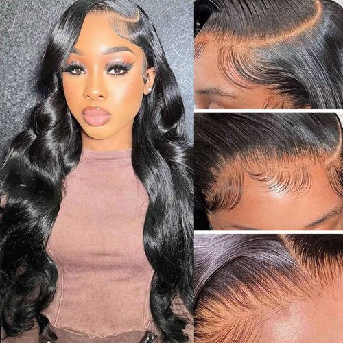 KINNIS13x6 Body Wave Lace Front Wigs Human Hair Pre Plucked Glueless Wigs Human Hair 200% Density HD Transparent Lace Frontal Wigs Human Hair for Black Women Body Wave Wig 20 Inch