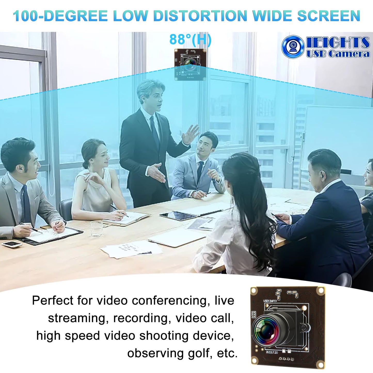 120fps USB Camera Module Wide Angle 100degree Low Distortion Lens Webcam Board for Laptop 11.6mp Lightburn Camera Mini UVC USB2.0 High Speed PC Camera Industrial USB Security Web Camera for Computer