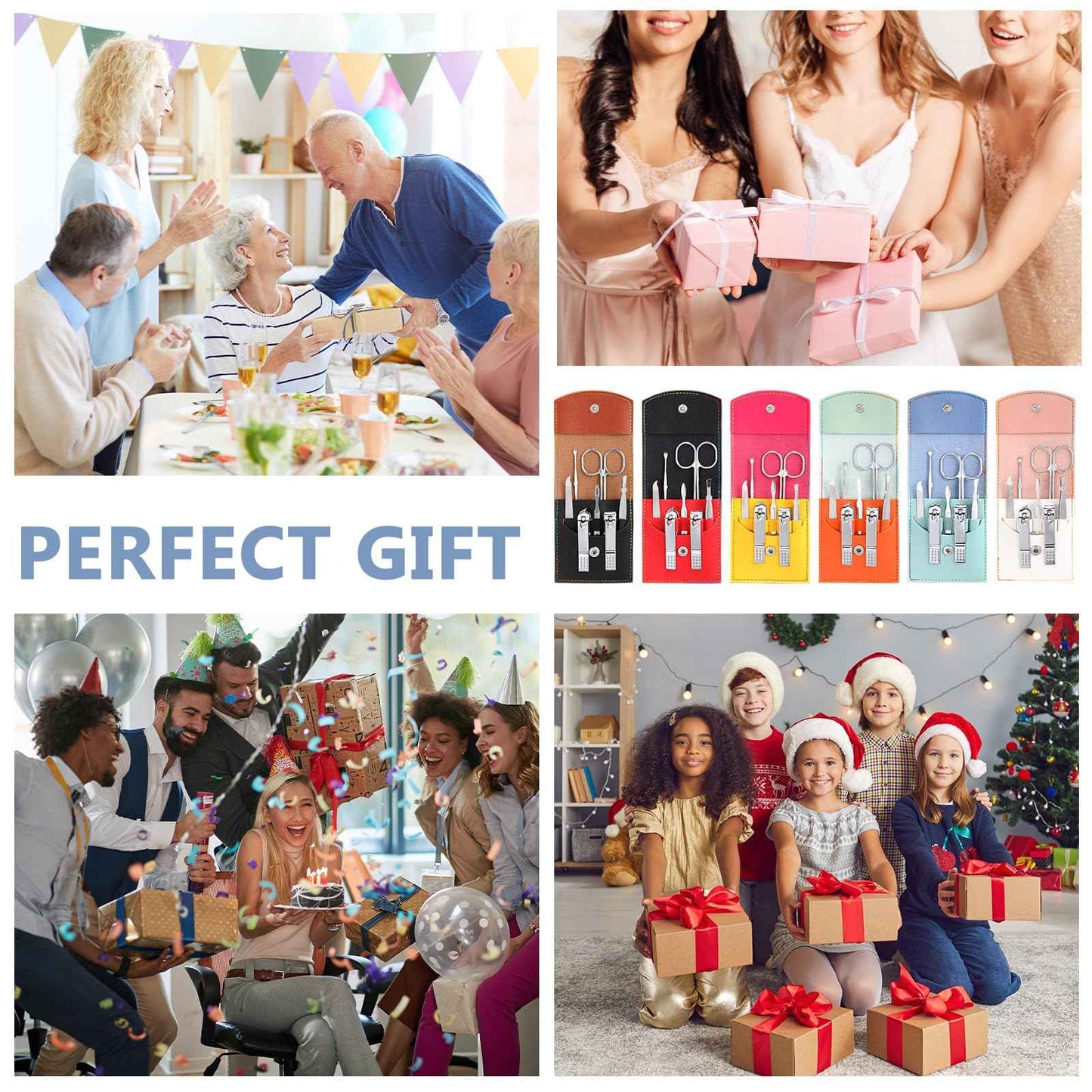 30 Set Manicure Kit Bulk Nail Clippers 7 in 1 Mini Nail Clippers Stainless Steel Professional Care Pedicure with Travel Bag Grooming Kit for Christmas Women Men Home(Vivid Color,Cute)