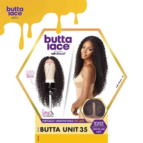Sensationnel Butta Lace Wigs - Unit 35 Extra Wide 5 Inch Deep Parting Synthetic Preplucked Hairline Glueless Lacefront (1 JETBLACK)