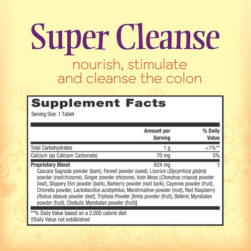 Nature's Secret Super Cleanse Extra Strength Toxin Detox & Gentle Elimination Body Cleanse, Digestive & Colon Health Support - Stimulating Blend of 14 Herbs with Probiotics - 200 Count (Pack of 2)