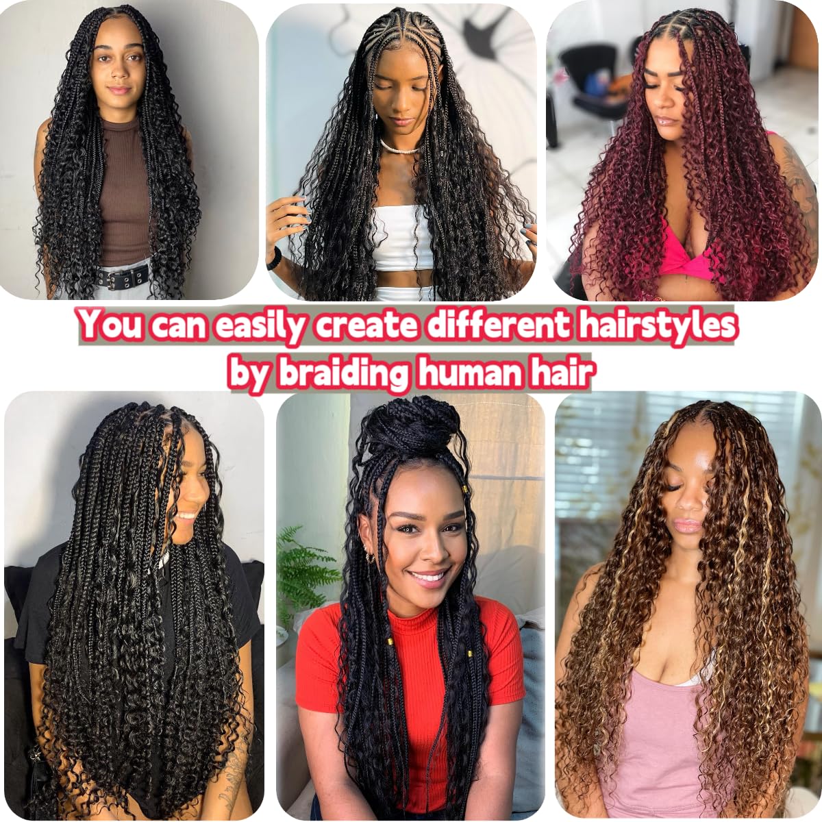 4/30 Human Braiding Hair Deep Wave Bulk Human Hair for Braiding Bohemian Knotless 2 Bundles 100g 26inch No Weft 10A Brazilian Virgin Human Hair Extensions Curly Bulk Human Hair for Boho Braids