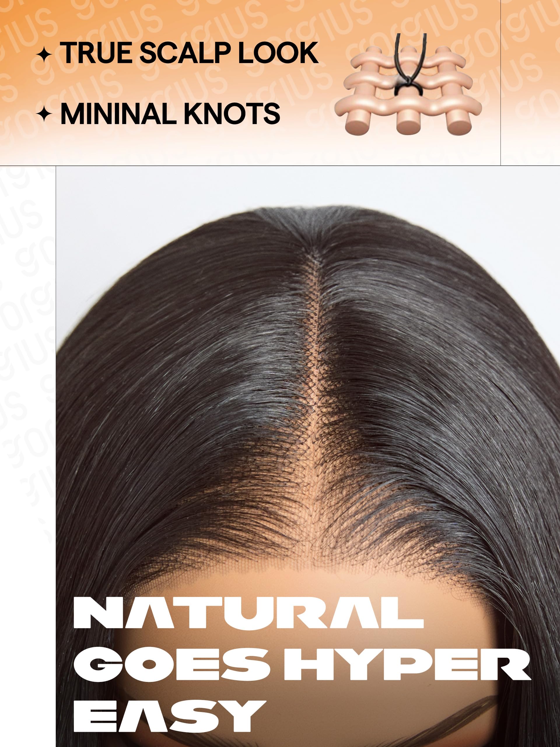 GORGIUS Black Straight Lace Front Wigs Pre Cut Glueless Layered Wig Middle Part Synthetic Frontal Wig with Natural Hairline 24 Inch