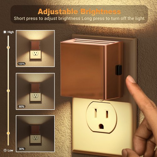 JandCase Night Light,Automatic Night Lights Plug into Wall,Dusk to Dawn,2 Pack Soft White 3000K Brightness Adjustable Nightlight for Kids Bedroom Bathroom Hallway Kitchen