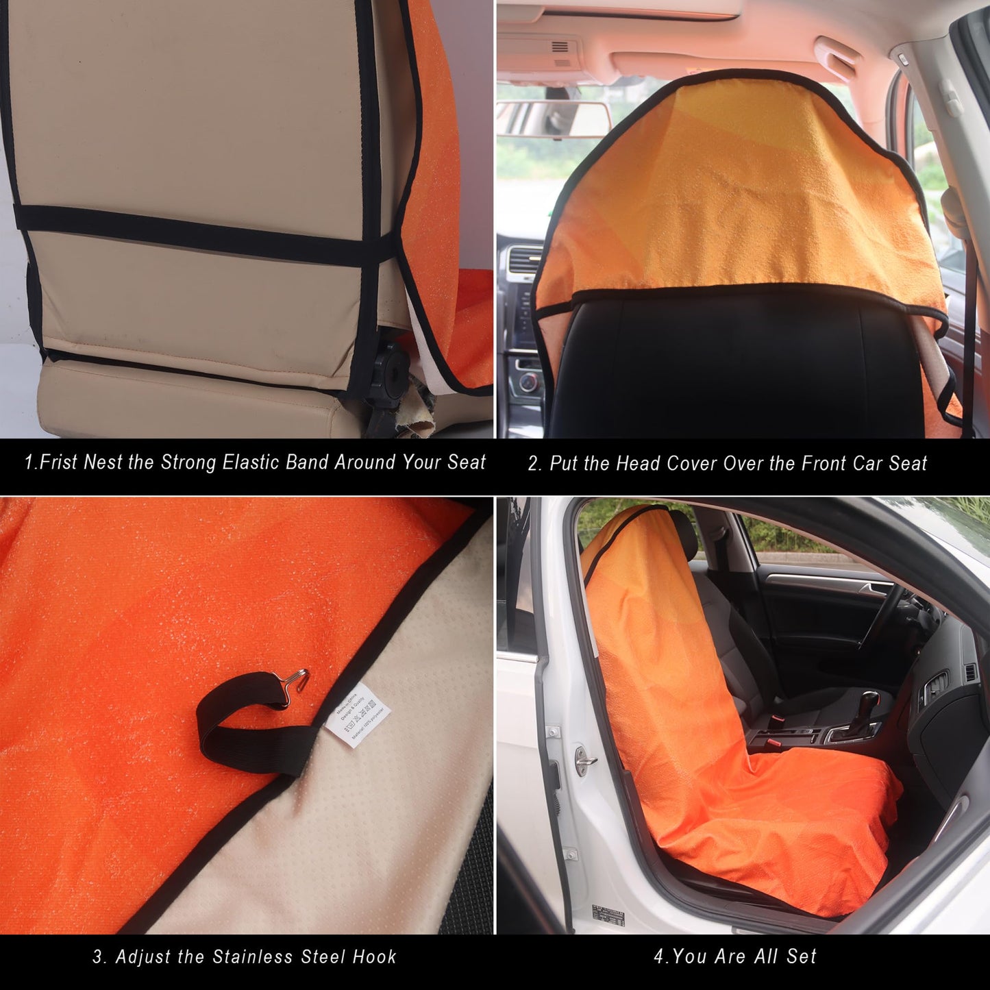 LoyaGour Car Seat Cover Protector Front Seats,for Gym Workout,Running,Swimming,Beach and Hiking,Waterproof Sweat Towel Bucket Seat Covers for Cars SUV Trucks (Orange, 1Pcs)