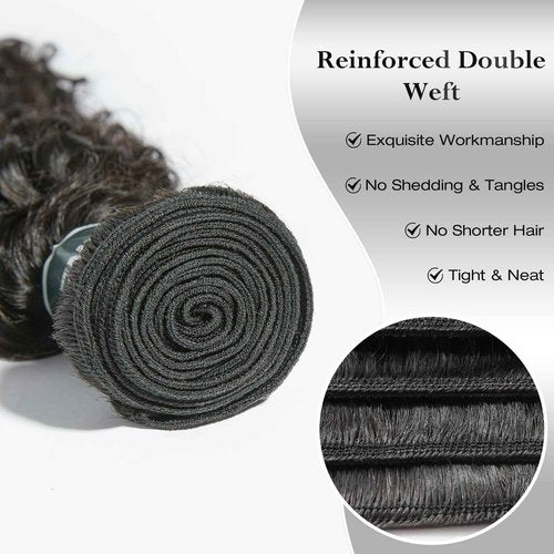 ASHINE Human Hair Bundle Deep Curly Water Wave, Unprocessed Cambodian Raw Hair 20 Inch, Flip Over Quick Weave Wet and Wave Bundles for Women Natural Black