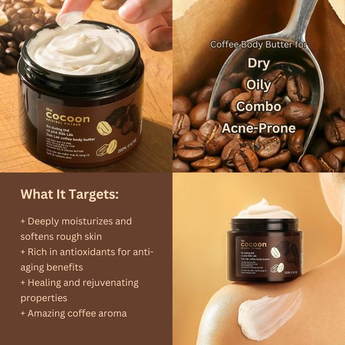 Cocoon Dak Lak Face Polish, Body Polish & Body Butter Combo. 100% Vegan Exfoliating Scrub for Smooth & Glowing Skins | Reduce Stretch Marks, Acne & Cellulite | Gift for Coffee Lovers (6.76 fl oz each)