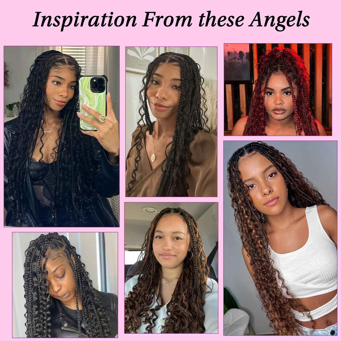 KERNORV 360° HD Full Lace Knotless Boho Braided Wigs for Women Full Lace Box Braid Wig with Baby Hair Premium Synthetic Lace Front Braided Wigs with Curly Ends 36" Light Brown