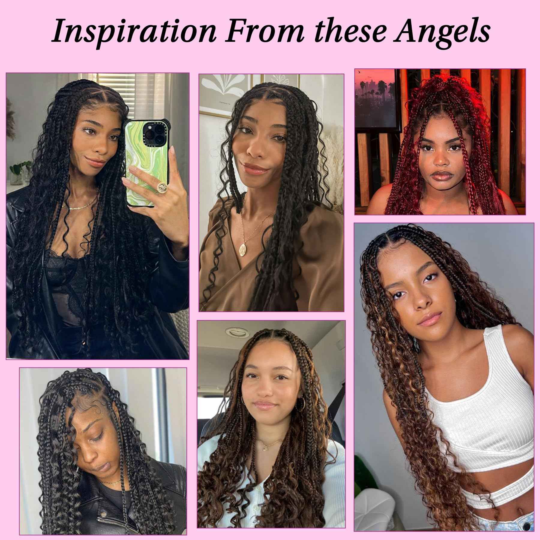 KERNORV 360° HD Full Lace Knotless Boho Braided Wigs for Women Full Lace Box Braid Wig with Baby Hair Premium Synthetic Lace Front Braided Wigs with Curly Ends 36" Light Brown