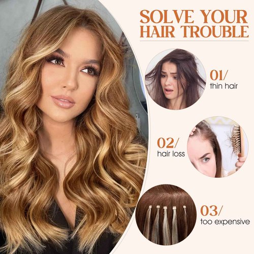 Halo Hair Extensions Real Human Hair, S-noilite Hair Halo Extensions for Women 22inch Medium Brown/Dark Blonde Halo Extensions Invisible Wire HairExtensions