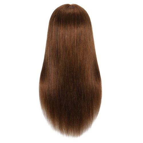 Female 100% Human Hair Mannequin Head Hair Styling Training Head Cosmetology Manikin Head Doll Head for Hairdresser with Free Clamp (brown) (22 Inch)