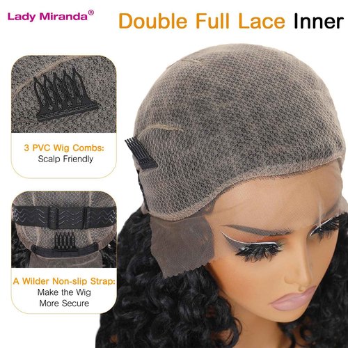 Lady Miranda Double Full Lace Braided Wigs for Black Women 12 Inch Curly Wigs Lightweight Knotless GoGo Curl Wig Synthetic Braided Wigs with Natural Bouncy Curl (Natural Black,12 Inch)