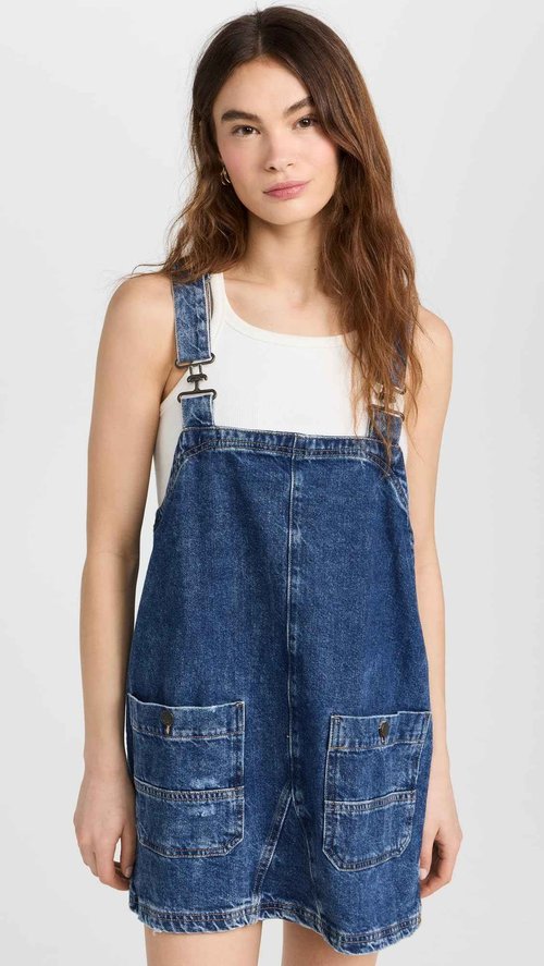 Free People Women's Overall Smock Mini, Sapphire Wash