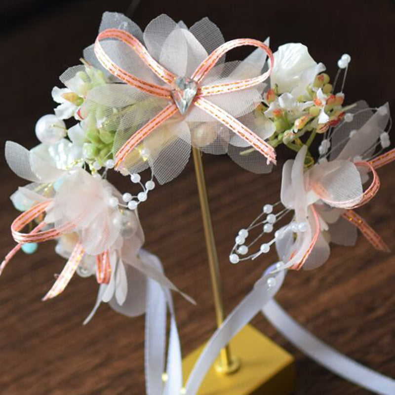 Silk Flower Wreath Hair Band for Weddings